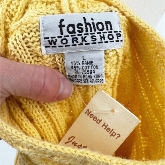 Vintage 90s Fashion Workshop Cable Knit Sweater Large Chunky Preppy Old Money - Picture 7 of 9